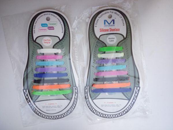 Силиконовые (резиновые) шнурки 16 шт, цвет в ассортименте