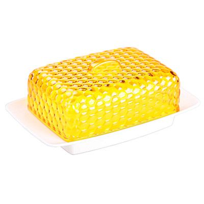 Масленка пластик "Мозаика" 18х12х7 см бело-желтая (Баш)