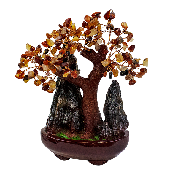 Дерево счастья Сердолик 17х26 см натуральный камень