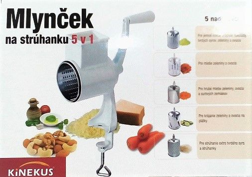 Измельчитель-терка Mlyncek 5 в 1 для орехов, сыра, овощей, ротор, металл, белый