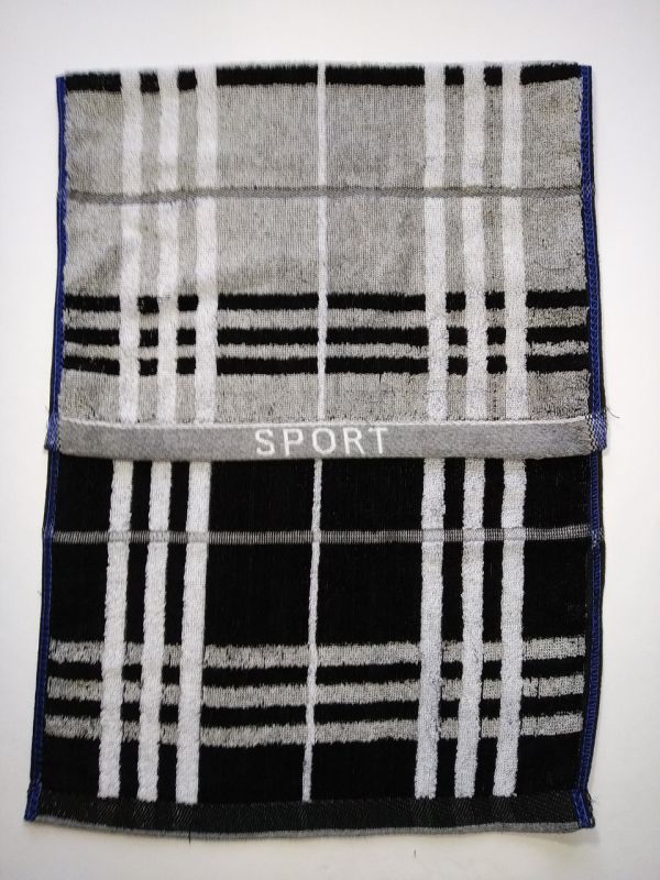 Полотенце махровое для рук "Спорт", 33х73см хлопок 100%, серо-черный