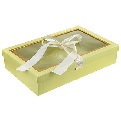 Коробка подароч. наб. 2шт. с окном, с атласной лентой, лимон.