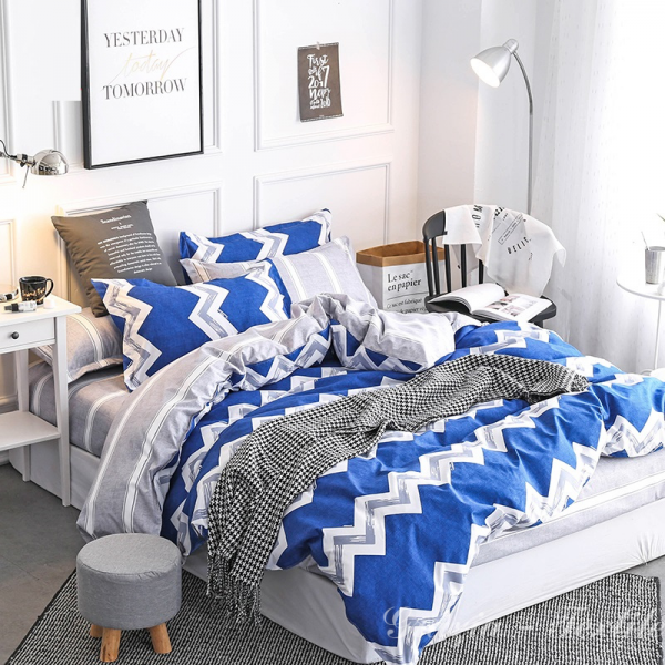 Комплект постельного белья Zigzag Blue Сатин Grazia-Textile M011