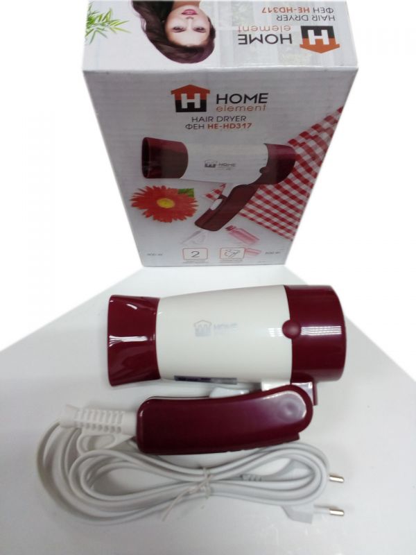 Фен складной Home Element HE-HD317 бело-бордовый