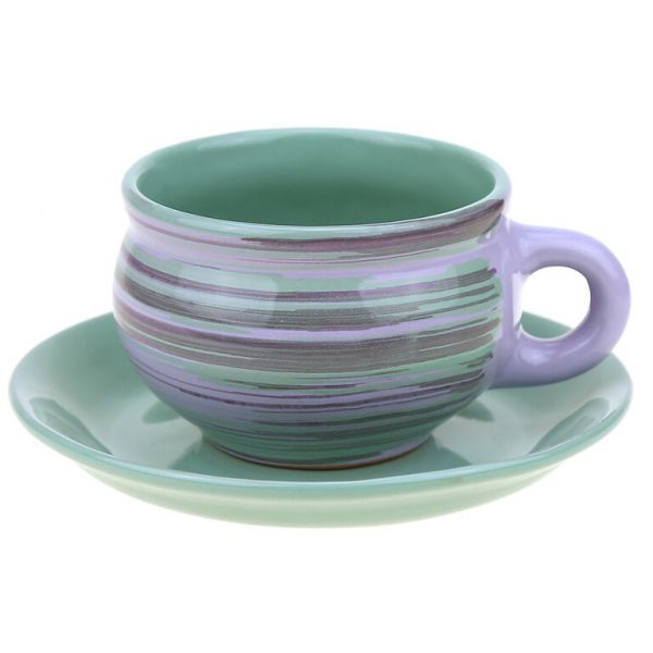 Чашка чайная керамическая 250мл, д9см, h6см, с блюдцем д15см, серия "Лаванд
