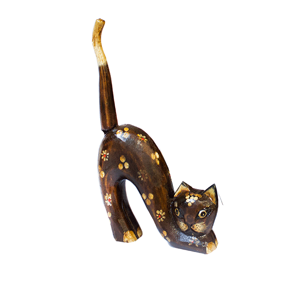 Кошка Хвост трубой, роспись цветами корич, албезия, в ассортим.