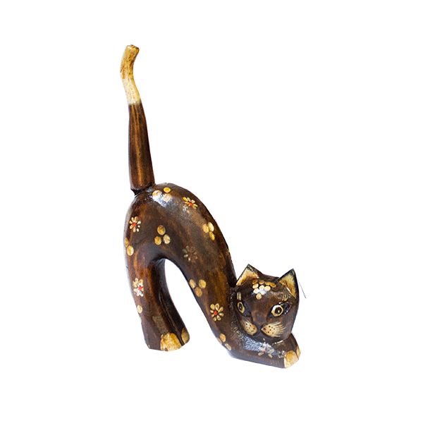Кошка Хвост трубой, роспись цветами корич, албезия, в ассортим.