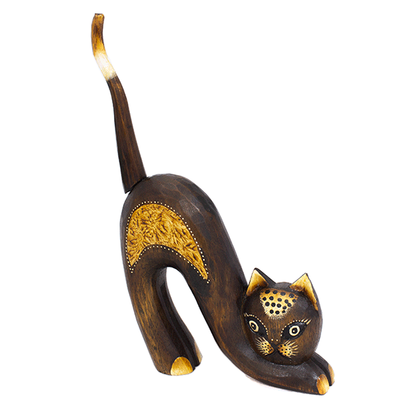 Кошка Хвост трубой, роспись мазками корич, албезия, в ассорт.