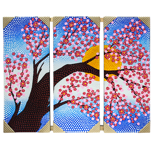 Картина Триптих Весна Рассвет 64х50 см австралийская роспись