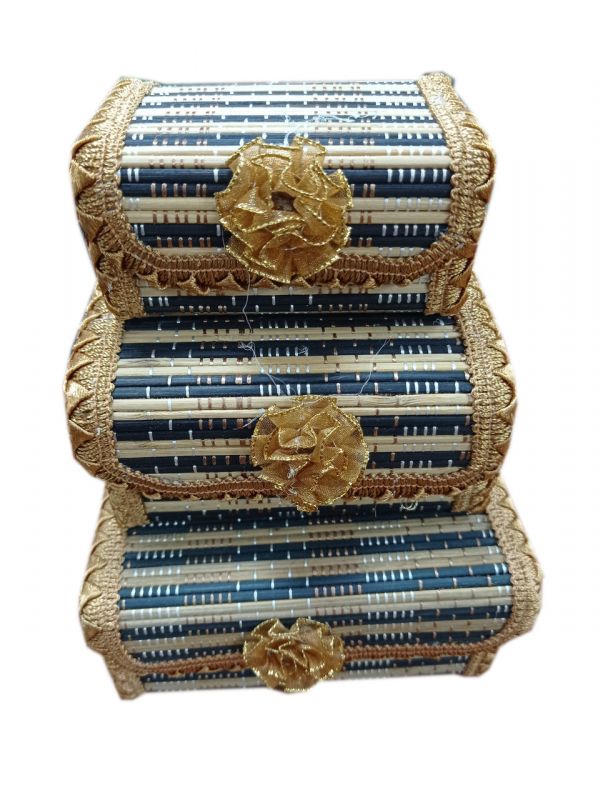 Шкатулка Полоска для рукоделия набор 3шт бамбук