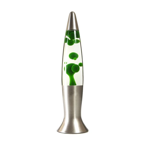 Лава лампа восковая "Зеленые капли", корпус серебро 35см