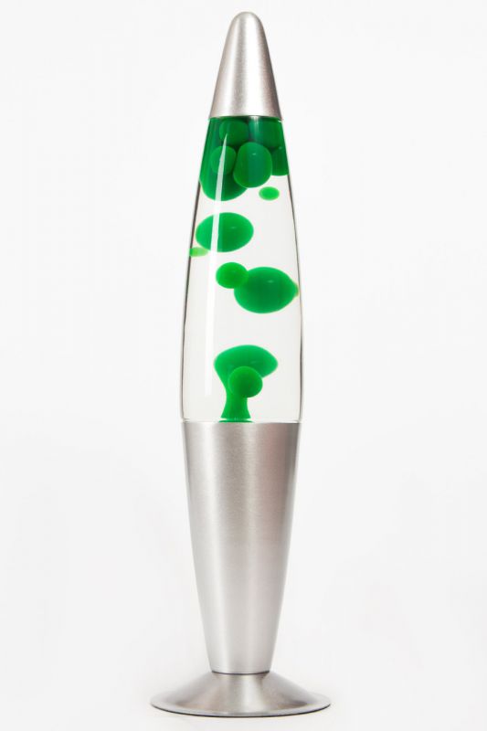 Лава лампа восковая "Зеленые капли", корпус серебро 35см
