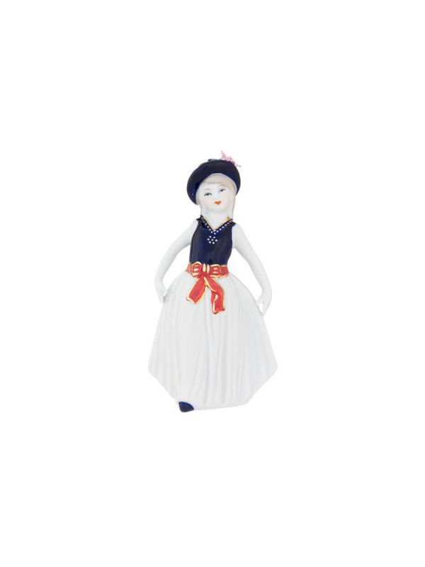 Статуэтка Девочка 17 см бело-синее платье фарфор в ассортименте