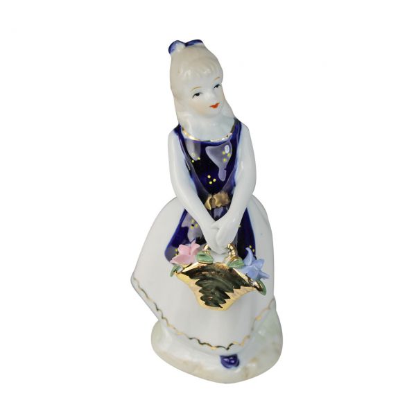 Статуэтка Девочка 17 см бело-синее платье фарфор в ассортименте