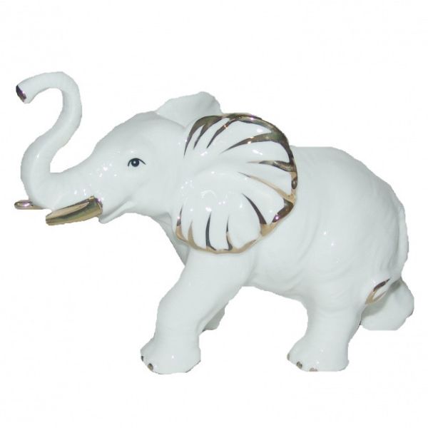 Статуэтка Слон с поднятым хоботом h-14 см фарфор