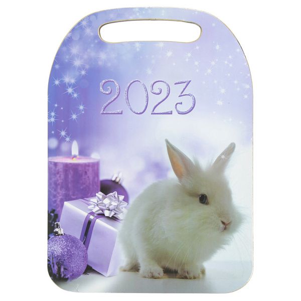 Доска разделочная деревянная "Кролик с подарками" 29х21х0,6см Символ 2023 года!