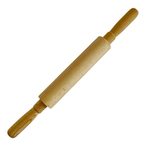 Скалка деревянная 42,5х4,2см, проф, крутящаяся ручка, бук