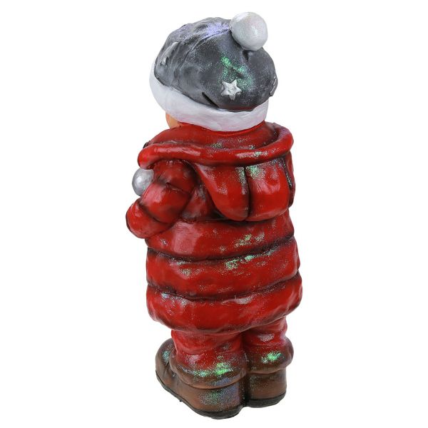 Скульптура-фигура для сада из полистоуна "Мальчик с яблоками" 25х56см
