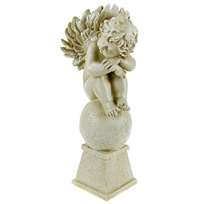 Скульптура-фигура для сада из полистоуна "Ангел на шаре маленький" 19х38см