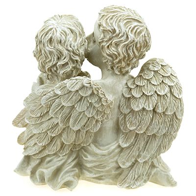 Скульптура-фигура для сада из полистоуна "Ангелы влюбленная пара" 26х29см