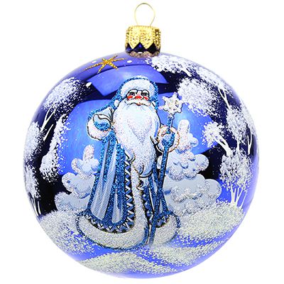 Елочная игрушка шар стеклянная "Дед Мороз" д9,5см, руч. худ.роспись