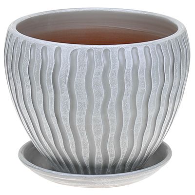 Горшок для цветов керамический "Мане" 6л, д20см, h17см, форма классик-2, бело-серый