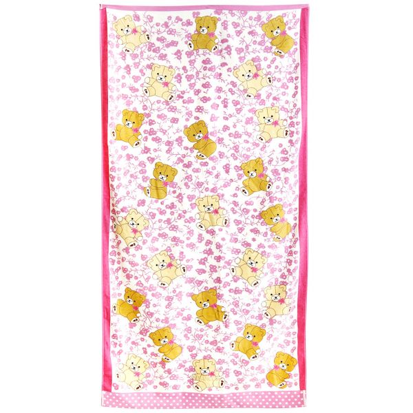 Полотенце махровое "Япония-2078" 70х140см, хлопок, Мишки, розовый