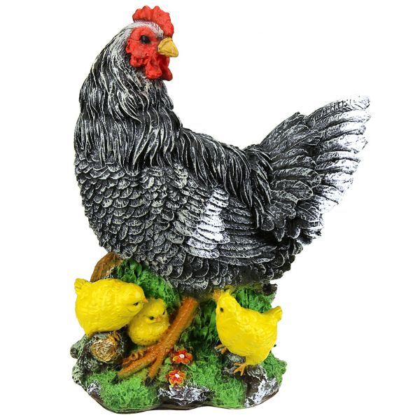 Скульптура-фигура для сада из полистоуна "Курица с цыплятами"