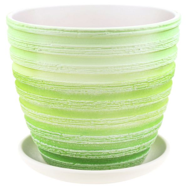 Горшок для цветов керамический "Букле" форма крокус, 0,7л, 1,4л, 2,3л в ассорт, зелен.