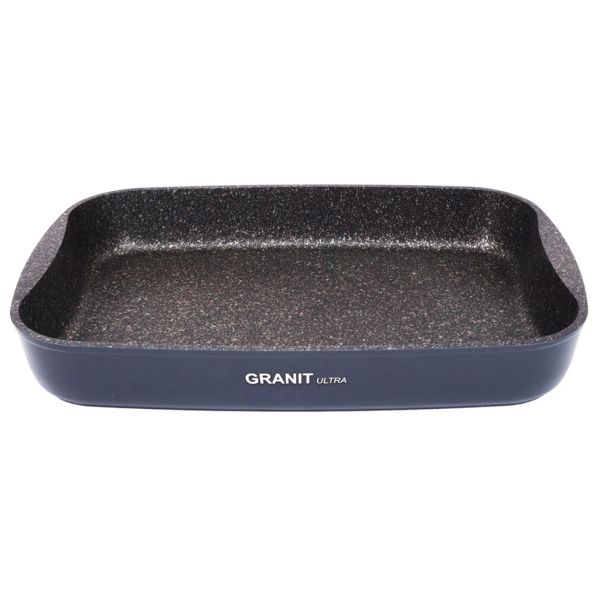 "Granit Ultra" Противень с тефлоновым покрытием 33,5х22х5,5см, литой, гранитный (Россия) - можно использовать металлические кухонные принадлежн