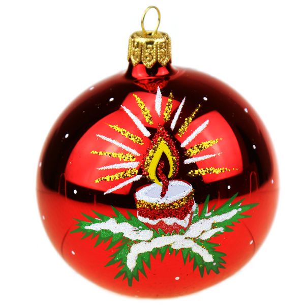 Елочная игрушка шар стеклянная "Рождество" наб. 4шт, руч. худ.роспись