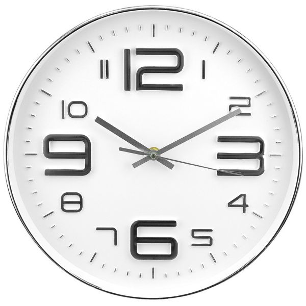 Часы настенные "Мадрид" д30х4,5см, мягкий ход, циферблат бел, пласт. сереб.