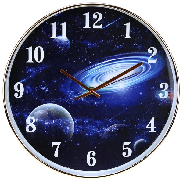 Часы настенные "Космос" д30х4,4см, мягкий ход, циферб. фотопеч, пласт. медн.