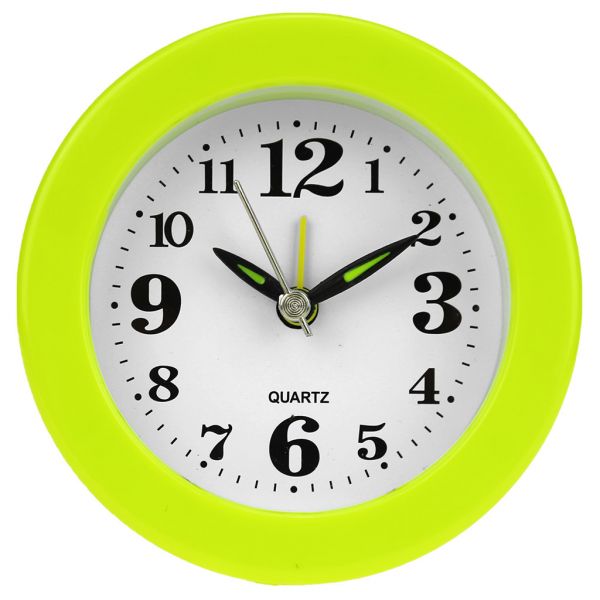 Часы-будильник "Орландо-2" д9,8х3,8см, пластм. цвета микс