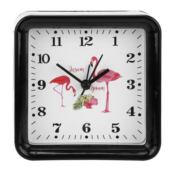 Часы-будильник "Фламинго" 11х10,5х4,7см, мягкий ход, пластм. цвета микс