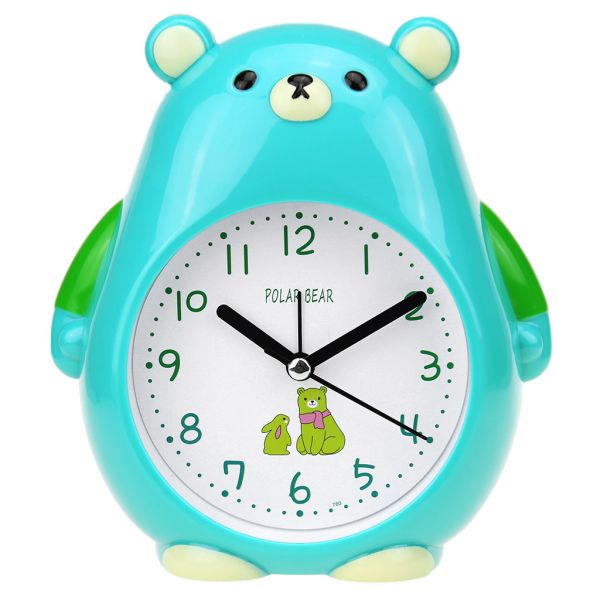 Часы-будильник "Медведь" 14х15х4,5см, пластм. бирюза