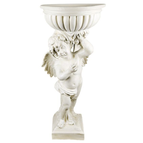 Скульптура-фигура для сада из полистоуна "Ангел с чашей на голове" 40х92см
