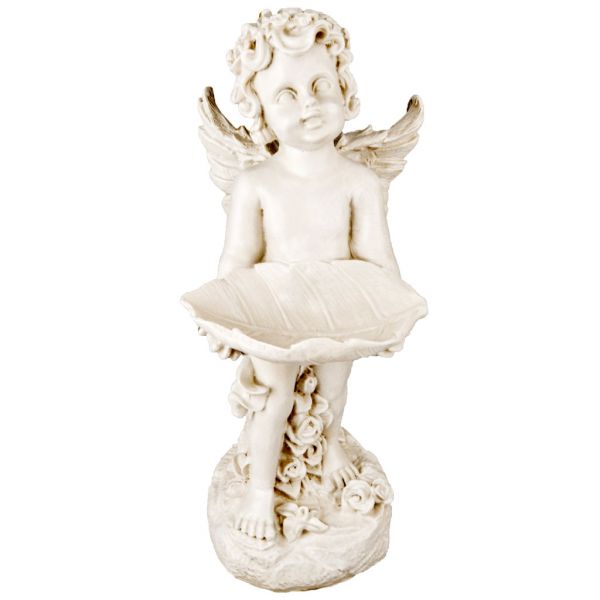 Скульптура-фигура для сада из полистоуна "Ангел с чашей" 30х56см