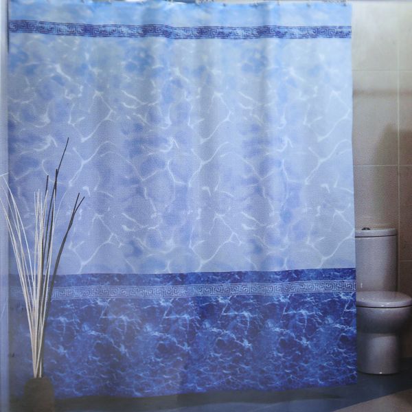Штора для ванной тканевая 180х200см "Miranda" "Мрамор голубой", 100% п/э