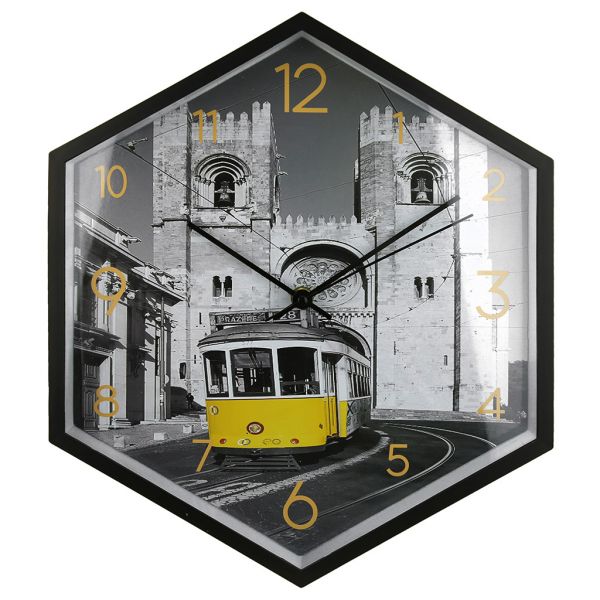 Часы настенные "Лиссабон" 30х34,5х4,5см, циферблат фотопеч, пласт. черн.