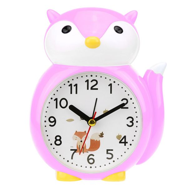 Часы-будильник "Лиса" 12х15х5,5см, мягкий ход, пластм. розовый