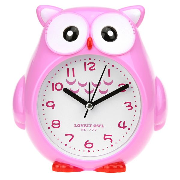 Часы-будильник "Сова" 14,5х14,5х4,5см, пластм. розовый