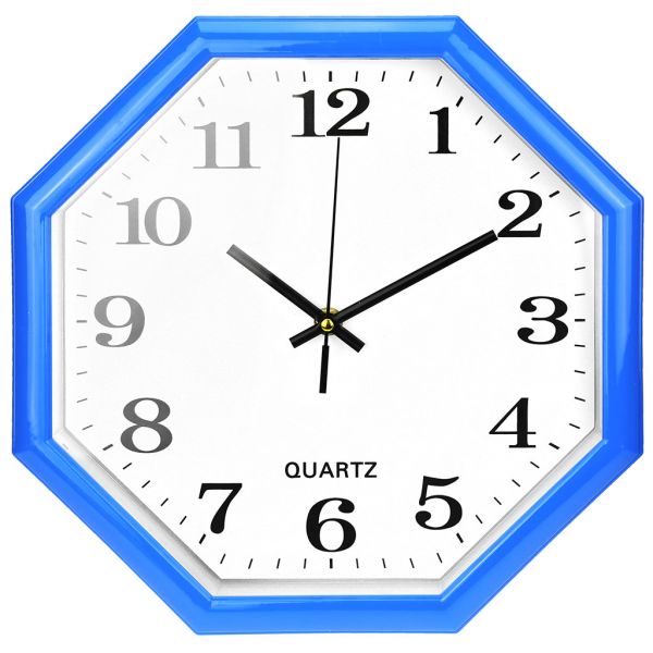 Часы настенные "Рио" 29,5х29,5х4см, мягкий ход, циферблат бел, пласт. синий