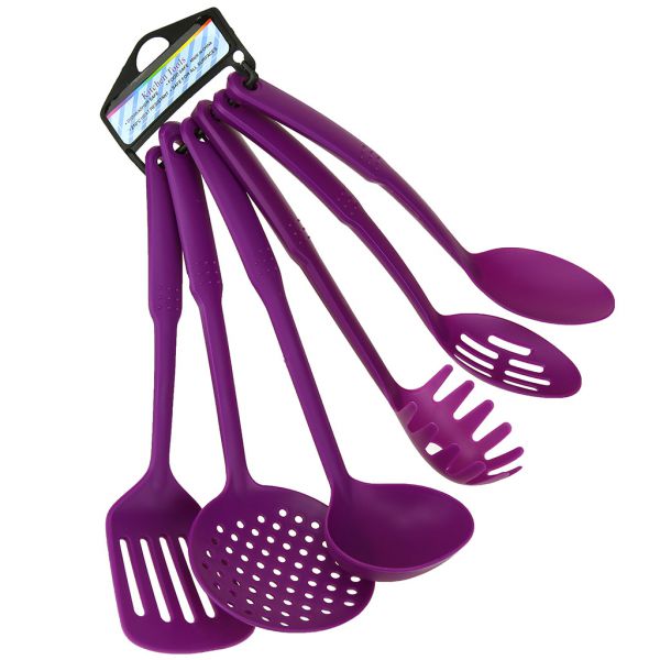Кухонный набор 6 пр. для тефлон. посуды, пластм, фиолетовый