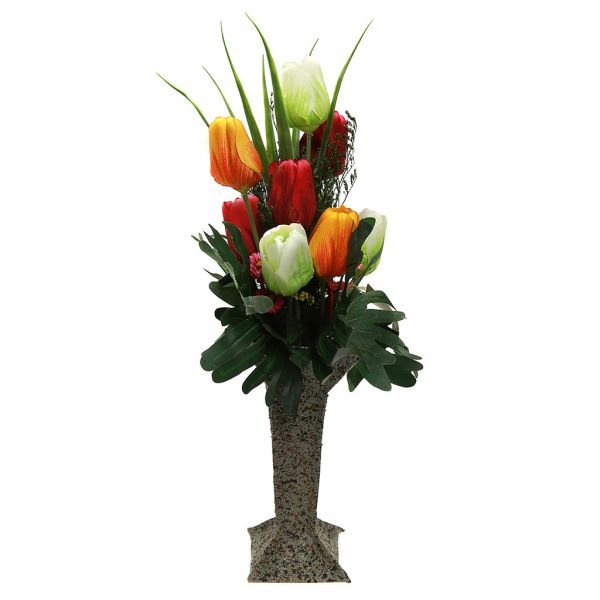 Цветочная композиция "Тюльпаны" 55см, в декор. вазе