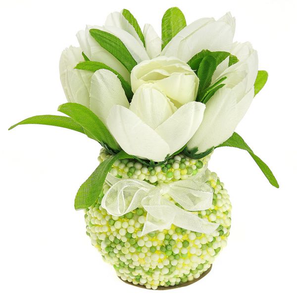 Цветочная композиция "Тюльпаны" 12см в декор ваз, цвет микс