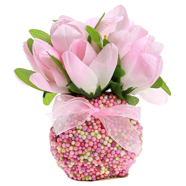 Цветочная композиция "Тюльпаны" 12см в декор ваз, цвет микс