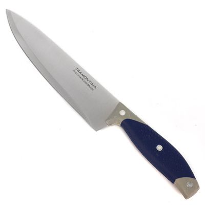 Нож кухонный "Универсал" 190мм, шир. лез, плас. прорезин. руч, синий