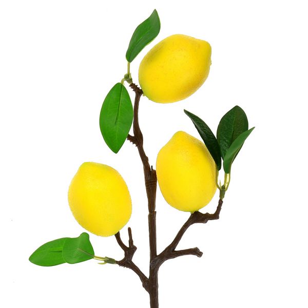 Декоративная ветка "Лимон" 37см 3 плода 6х4,5см
