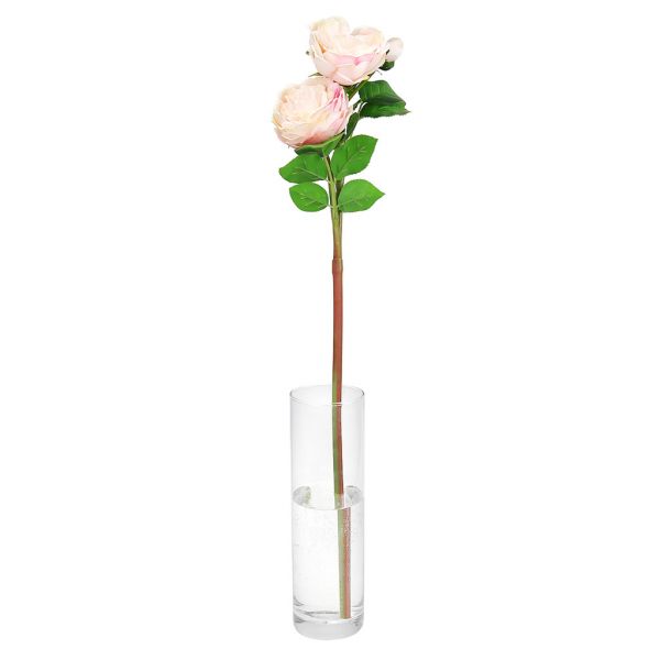 Цветок "Роза" цвет - розовый, 65см, 2 цветка, 1 бутон